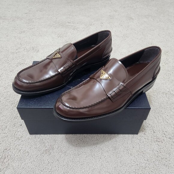 Prada Brushed Leather Loafers 2DB223 Radica Brown – Men’s UK 12 - Picture 9 of 10